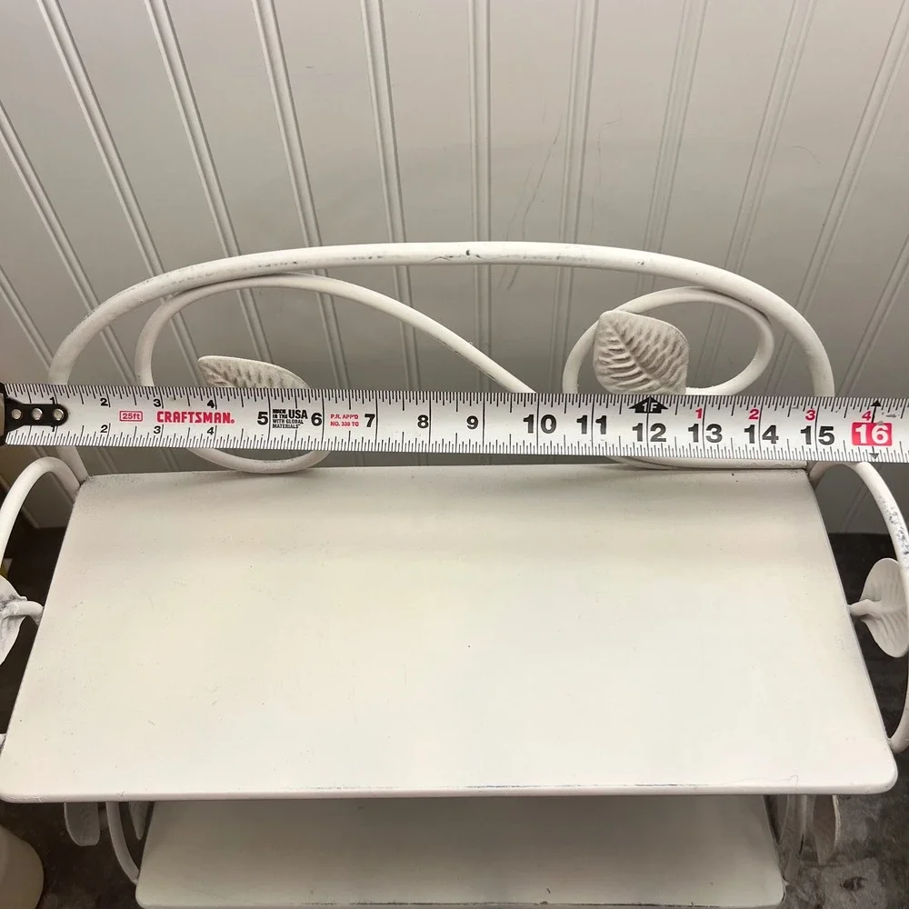 Vintage White Metal Shabby Chic Wall Shelf | Cottagecore